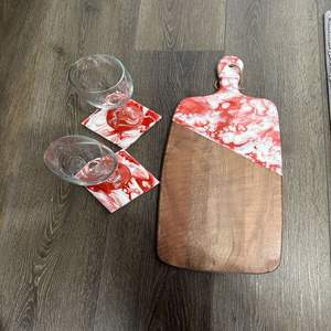 Premium resin chopping <b>board</b> handmade with crystal clear resin layer across wood grain perfect for food slicing and plating - Product Image 1