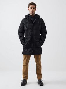 Ventes en gros OEM, veste parka matelassée à col montant pour homme, noire, tendance, nouvelle mode, dernier design - Product Image 3