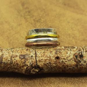 Venta al por mayor joyería fina última Plata de Ley 925 anillo giratorio de meditación amatista natural piedra preciosa diamante/perla pulgar perfecto - Product Image 1