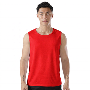 Camiseta sin Mangas de Algodón Blanco para Hombre, Cuello Redondo, Informal, Tejida, de Color Sólido, Prenda Básica - Product Image 6