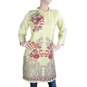 Kurti de Algodón Bordado para Mujer Chase Value - Talla M Amarillo Claro - Product Image 3