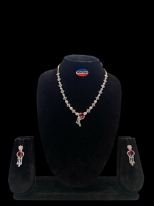 Ensemble de colliers américains Diamond AD PLAQUÉ RHODIUM Colliers de mode - Product Image 2