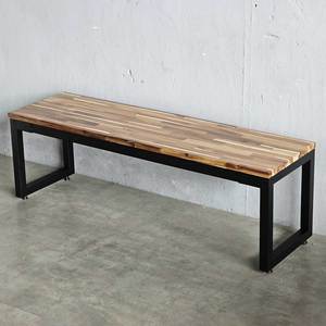 Acacia <b>Wood</b> Patio <b>Bench</b> with Powder-Coated Iron Legs 140x40x45cm GBD007 - Product Image 2