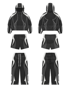 เสื้อแจ็กเก็ตและกางเกงขาสั้นมีฮู้ดและซิปสำหรับผู้ชายชุดวอร์ม100% ผ้าไนลอนกันลม - Product Image 5