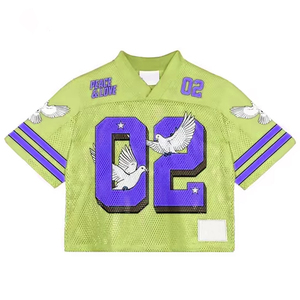 Maillot de football américain imprimé de logo personnalisé maillot cropted rétro à col en V à épaules tombantes respirant à séchage rapide - Product Image 5