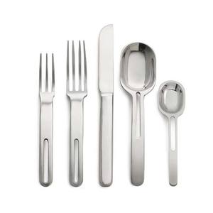 Couteau en acier inoxydable plaqué argent Fourchette Cuillère Plate Plume Design Poignée finie argentée Cuillère de luxe Ensemble fourchette et couteau - Product Image 6