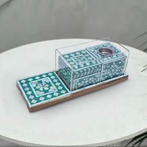 Arabic Acacia Wood Mother of Pearl Inlay Eco-Friendly Handmade Modern Serving <b>Ramadan</b> <b>Chocolate</b> Food Tea Tray - Product Image 2