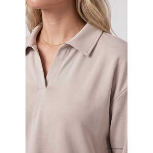 Tommylife Vente en gros Ensemble de survêtement décontracté pour femme à col polo et coupe ample - 95358 - Noir/Noir - Product Image 3