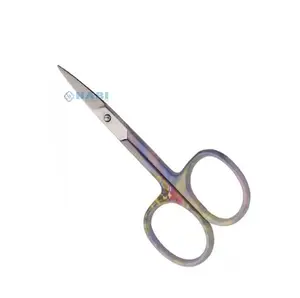 Supplier of Cuticle and Nail Scissor Sand Finish Sharp Point Curved Blade Stainless Steel Nail Scissors with paper coated
