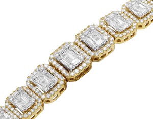 Moissanite <b>Baguette</b> and Round Cut Diamond 925 Sterling Silver Diamond Jewelry Hip Hop <b>Bracelet</b> For Men - Product Image 2