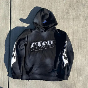 Conjunto de Sudadera con Capucha y Pantalones Y2K con Logotipo Personalizado, Estilo Flame, Grueso, 500 Gsm, Hombros Caídos, Estampado Extra Grande, Unisex, Chándal para Hombre, Felpa Francesa - Product Image 5