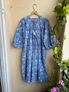 Robe bohème maxi en coton à fleurs robe imprimée main bloc - Product Image 2
