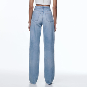 Vaqueros rectos personalizados de cintura alta para mujer - Product Image 2