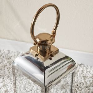 Lanterne porte-bougie en métal bicolore or et argent, dernière collection 2026, décorations de luxe pour le Ramadan, Noël et la maison - Product Image 2