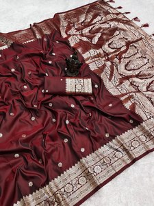 Tela de Seda Kota Suave y Pura, Tejido con un Rico Pallu, Sari Tradicional Indio de Longitud Larga para Bodas y Fiestas, Blusa a Juego - Product Image 3