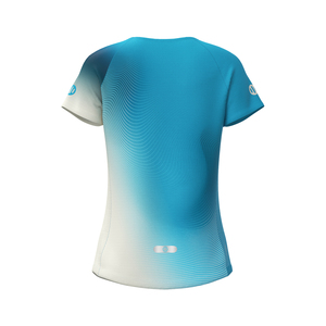 T-shirt de course sur sentier ajusté et respirant pour femme avec logo et détails en mesh Aqua - Product Image 4
