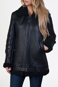 Warm Winter <b>Women's</b> Waterproof Power Dry Shearling <b>Jacket</b> Pull-Up Cowhide Leather High Quality Material Custom Colors Logo - Product Image 3