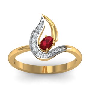Bague en laiton plaqué or 18 carats avec grenat et zircon, forme feuille bohème, vente en gros pour femmes - Product Image 1