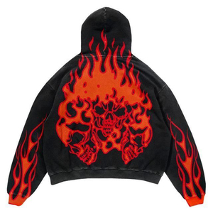 Sudadera con capucha bordada desgastada de felpa de algodón pesado de alta calidad con cremallera recortada transpirable para hombre al por mayor desgastada - Product Image 4