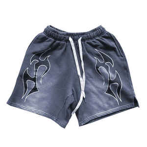 Personalizado 2025 hombres lavado con ácido corto de diamantes de imitación ropa casual algodón hecho al aire libre desgaste de los hombres pantalones cortos con apliques angustias - Product Image 5