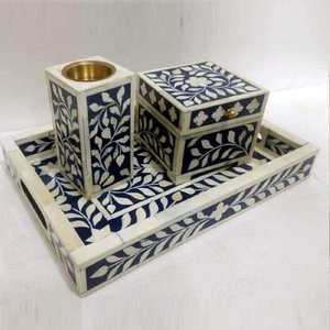 Quemador de Incienso Mabkhara Ecológico Antiolor con Incrustaciones de Hueso y Resina, Listo para Enviar, con Caja de Almacenamiento - Product Image 2