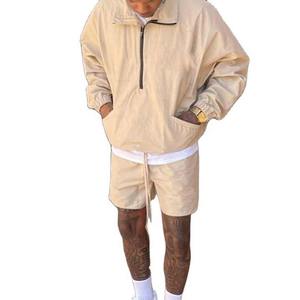 Custom High Quality Tracksuit Color Block <b>Short</b> <b>Set</b> Sports Jogger Suit Zip Up Jacket <b>And</b> <b>Shorts</b> <b>Set</b> 100% Nylon Windbreaker <b>Set</b> - Product Image 6