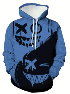 Sweat à capuche unisexe à cordon de serrage, coupe classique, en polaire, séchage rapide, avec logo personnalisable et imprimé par sublimation motif crâne de dessin animé - Product Image 5