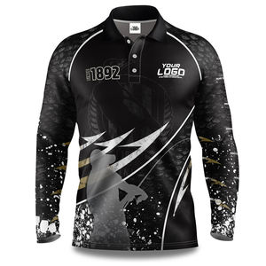 Apex Vente en gros Polo de pêche en polyester noir personnalisé à manches longues Protection UV Respirant Imperméable Grande taille Coupe-vent - Product Image 5