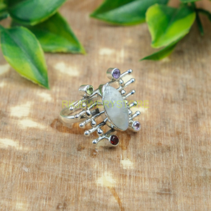 Bague en argent multi-pierres, bague multi-pierres, argent sterling 925, bague au design unique - Product Image 5