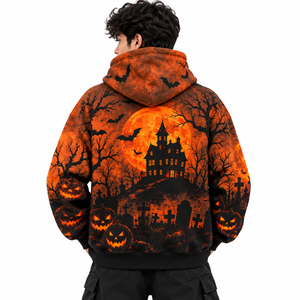 Y2K <b>Halloween</b> Pumpkin <b>Hoodies</b> Oversized Graphic Fleece Sweatshirt Custom Logo 100% Cotton Streetwear Private Label Low MOQ - Product Image 2