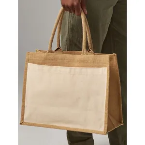 Borse Promozionali Personalizzate in Cotone con Tasca in Juta per Merchandising - Product Image 5