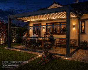 Pérgola Bioclimática de Aleación de Aluminio Personalizable, Diseño Moderno, Retráctil, Impermeable, Resistente a la Putrefacción y a los Roedores, con Recubrimiento en Polvo - Product Image 3