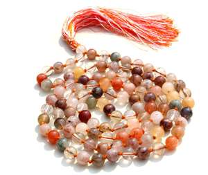 Vente chaude de haute qualité Quartz rutilé naturel 108 Yoga Mala perles fabriqués à la main chapelet collier spirituel unisexe cadeaux fêtes - Product Image 6