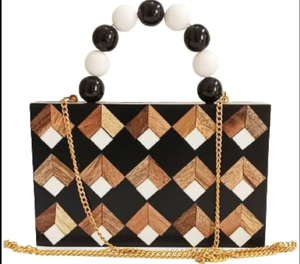 Bolsos de Mano de Madera Estilo Bohemio Vintage con Protección RFID y Cierre de Cremallera para Bodas de Verano y Eventos Nupciales de la India - Product Image 1