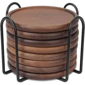 Ensemble de sous-verres en bois de noyer de luxe faits à la main Tapis de boisson en bois de qualité supérieure pour table à manger et cuisine - Product Image 2