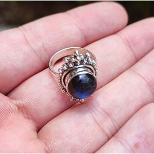Handmade Women's <b>Statement</b> <b>Ring</b> Natural Labradorite Gemstone with Bezel Setting in Sterling Silver Boho Style Gift - Product Image 6