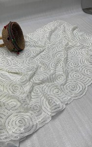 Nueva Georgette elegante de satén sin costuras con ropa festiva impresa digitalmente Sari Indian /Pakistan Clothing - Product Image 4