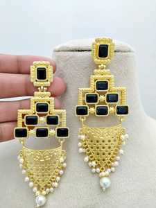 Heritage Kundan <b>Jhumkas</b> <b>Earrings</b> Set in Heavy Brass Made Bulk Product Customize Design Modern Pattern - Product Image 2