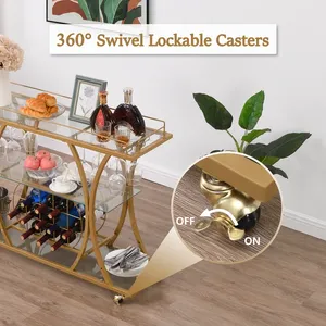 Double Story Portable <b>Trolley</b> with Wheels Mobile Vintage Style Glass Metal <b>Serving</b> <b>Trolley</b> <b>Serving</b> Cart Manufacturer Wholesale - Product Image 5