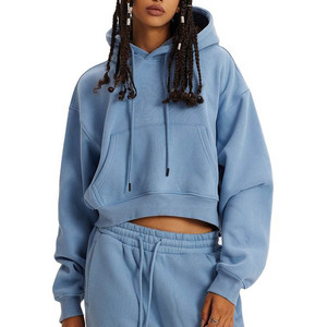 Sudadera Corta de Felpa con Capucha para Mujer, Diseño Personalizado con Logotipo, Invierno 2025, Algodón de Alta Calidad, Tejido de Punto, Diseño Sólido, OEM, Otoño - Product Image 4