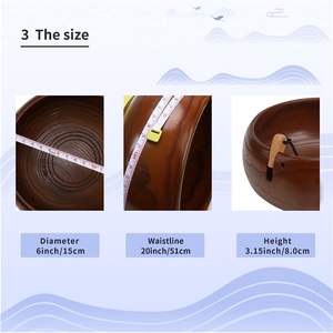 Support de bol en fil de bois, panier de rangement en laine à tricoter rond avec trous organisateur de Kit de crochet artisanal fait à la main parfait pour la mère - Product Image 4