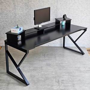Escritorio de Diseño Contemporáneo 200x80cm, Madera de Caucho, Patas de Hierro en Forma de K, Requiere Ensamblaje, Mueble de Oficina para Dormitorio-SD68016 - Product Image 2
