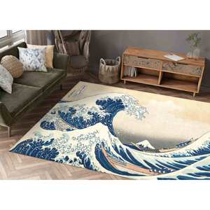 Tapis imprimé paysage ondulé, décoration murale japonaise d'extérieur, cadeau de pendaison de crémaillère, tapis en chenille - Product Image 2