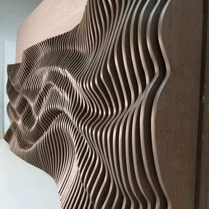 Panneau mural en bois Art déco abstrait 3D personnalisé, tête de lit décorative paramétrique, cadre jaune citron, design moderne fait à la main pour - Product Image 1