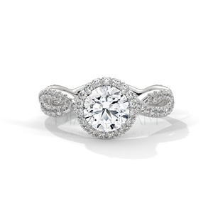 Usine personnalisée femmes S925 argent VVS 1ct 2ct coupe ronde avec Halo Leb Grown diamant croisé bague de fiançailles - Product Image 2