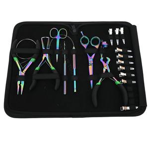 Hair <b>Extension</b> Tools Kit with Nano <b>Bead</b> Crimping Plier Removal Tool Keratin Bond Cutter Pulling Loop Hook Threader & Clips - Product Image 1
