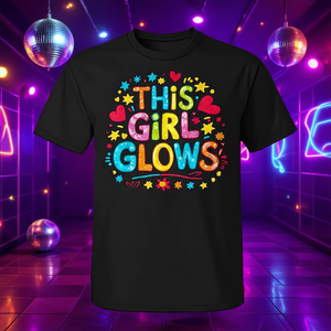 Camiseta de discoteca con temática de los años 80 para niñas, con estampado de serigrafía, manga corta y cuello redondo, de la marca This Girl Glows. - Product Image 3