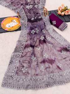 Excellente qualité la plus fantaisie tendance vêtements à la mode Bur Burry Spray impression Saree avec 3 mm séquence travail femme mode - Product Image 4