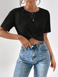 Camiseta Corta para Chicas, Estilo Moderno, Top de Algodón, Estilo Casual Urbano, Camiseta de Verano - Product Image 5