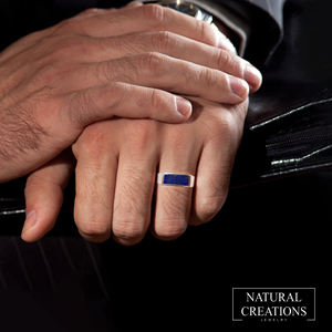 Anillo de Plata de Ley 925 con Engaste de Lapislázuli Clásico para Hombre, Hecho a Mano, Regalo Único para Él, Cumpleaños, Fiesta, Aniversario, Boda - Product Image 3